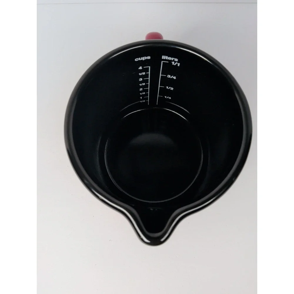 Chantal Red Enamel Metal Measuring Cup Mug w/ Handle Conversion Chart Austria